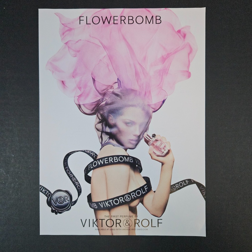 2009 Viktor & Rolf Flowerbomb Perfume Saks Fifth Avenue Print Ad Women Fragrance